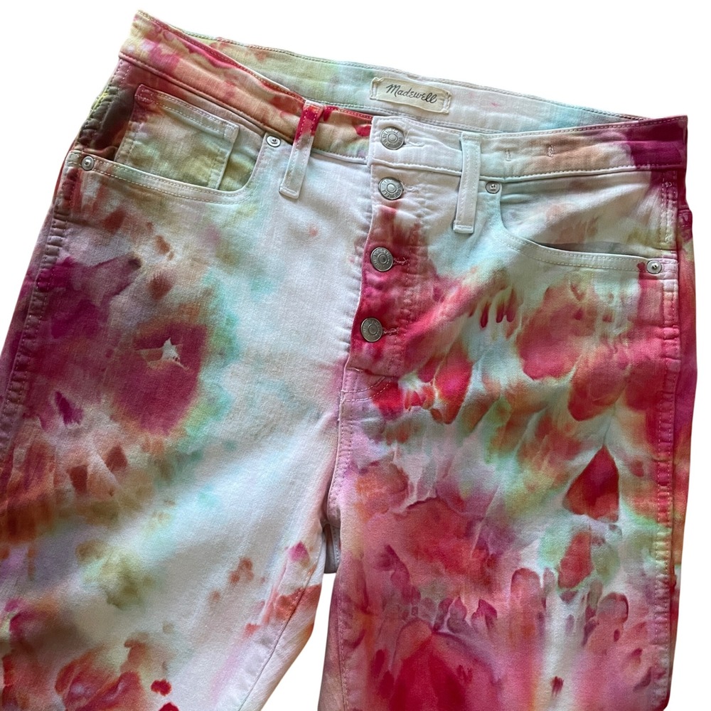 Madewell 10" High Rise Skinny Jeans Colorful Custom Tie Dye Denim‎ Women's 30